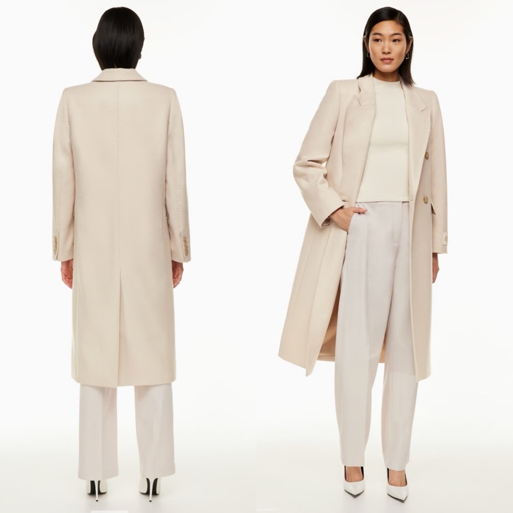 Babaton Cream Long Wool Blend Pea Coat